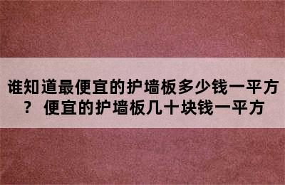 谁知道最便宜的护墙板多少钱一平方？ 便宜的护墙板几十块钱一平方